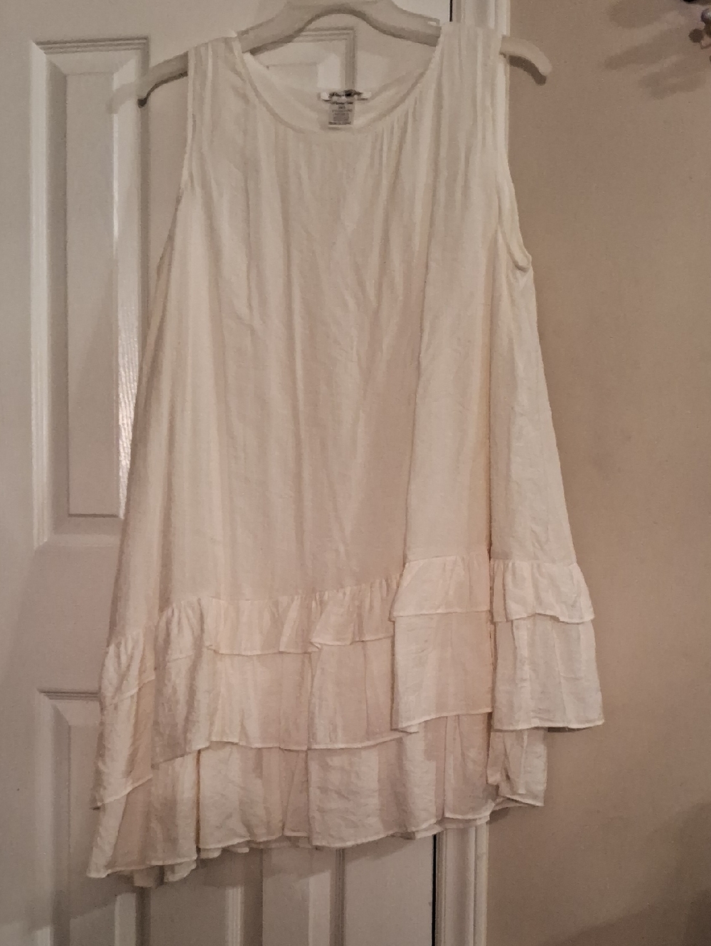 Soft Cream Tiered Ruffle Sleeveless Dress